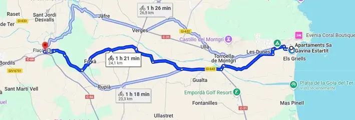 De l'Estartit a Flaçà en Bici